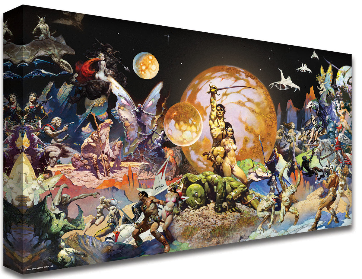 The Sci-Fi FrazettaVerse collage canvas print