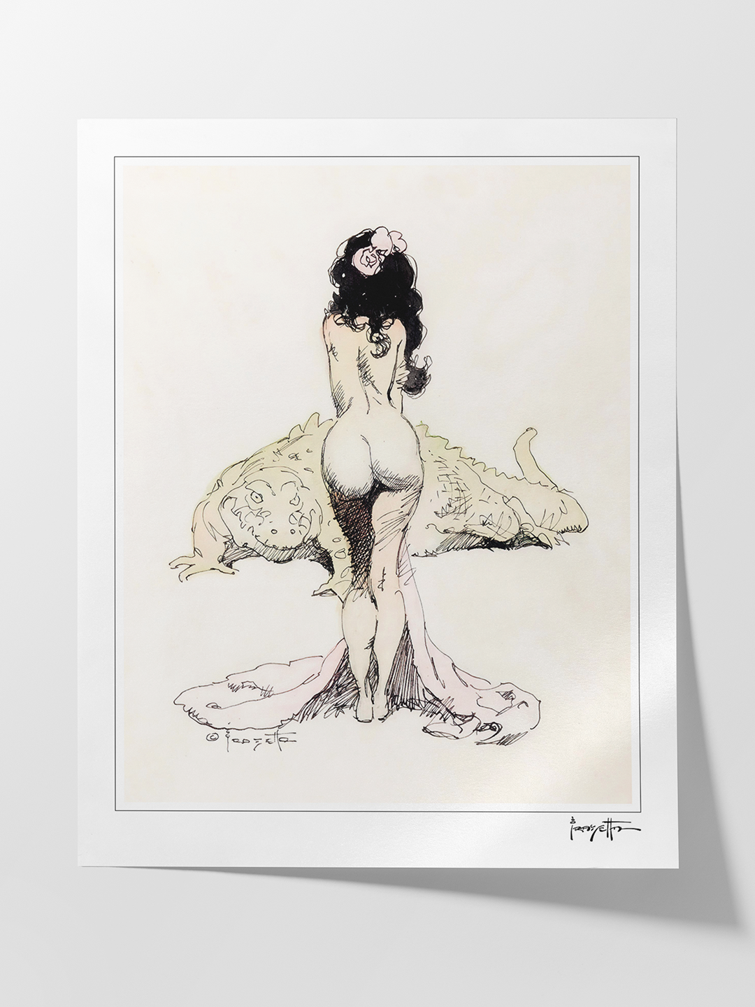 Frazetta Girl with Gator Print