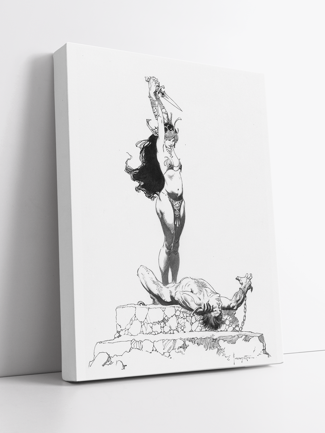 Girl with Dagger Print