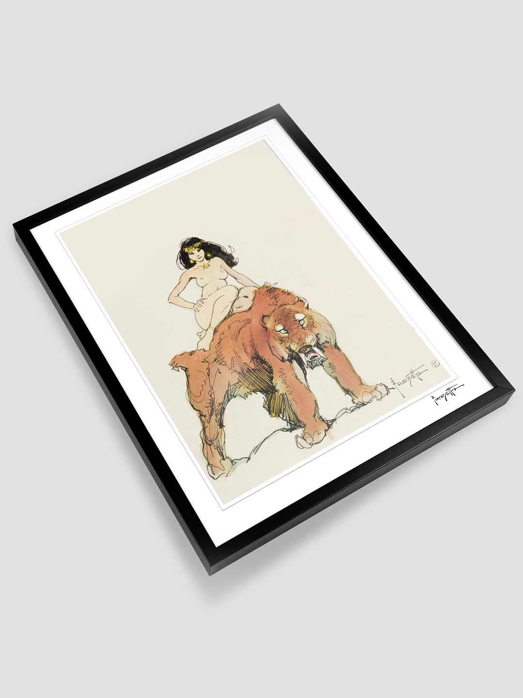 Frazetta Girl and Sabertooth Print