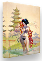 FrazettaGirls Art Print Canvas / Stretched on wooden bar / 16x20 Geisha Print