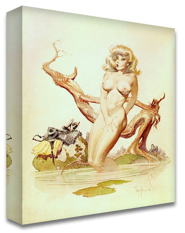FrazettaGirls Art Print Fine art print / Stretched on wooden bar / 18x24 Girl Bathing Print