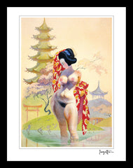 FrazettaGirls Art Print Framed print / Stretched on wooden bar / 18x24 Geisha Print