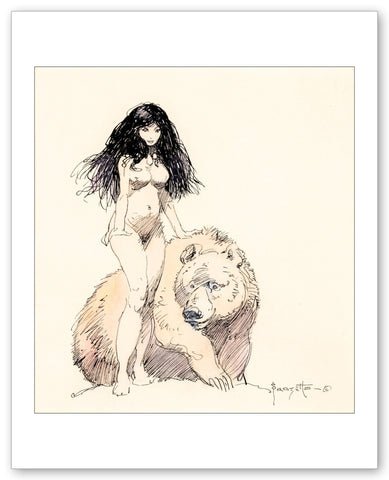 FrazettaGirls Fine art print / 8.5x11 Female Nude with Bear Print