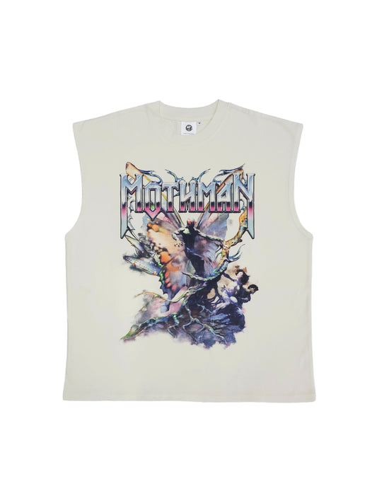Mothman Graphic Muscle Cut Tee (White)
