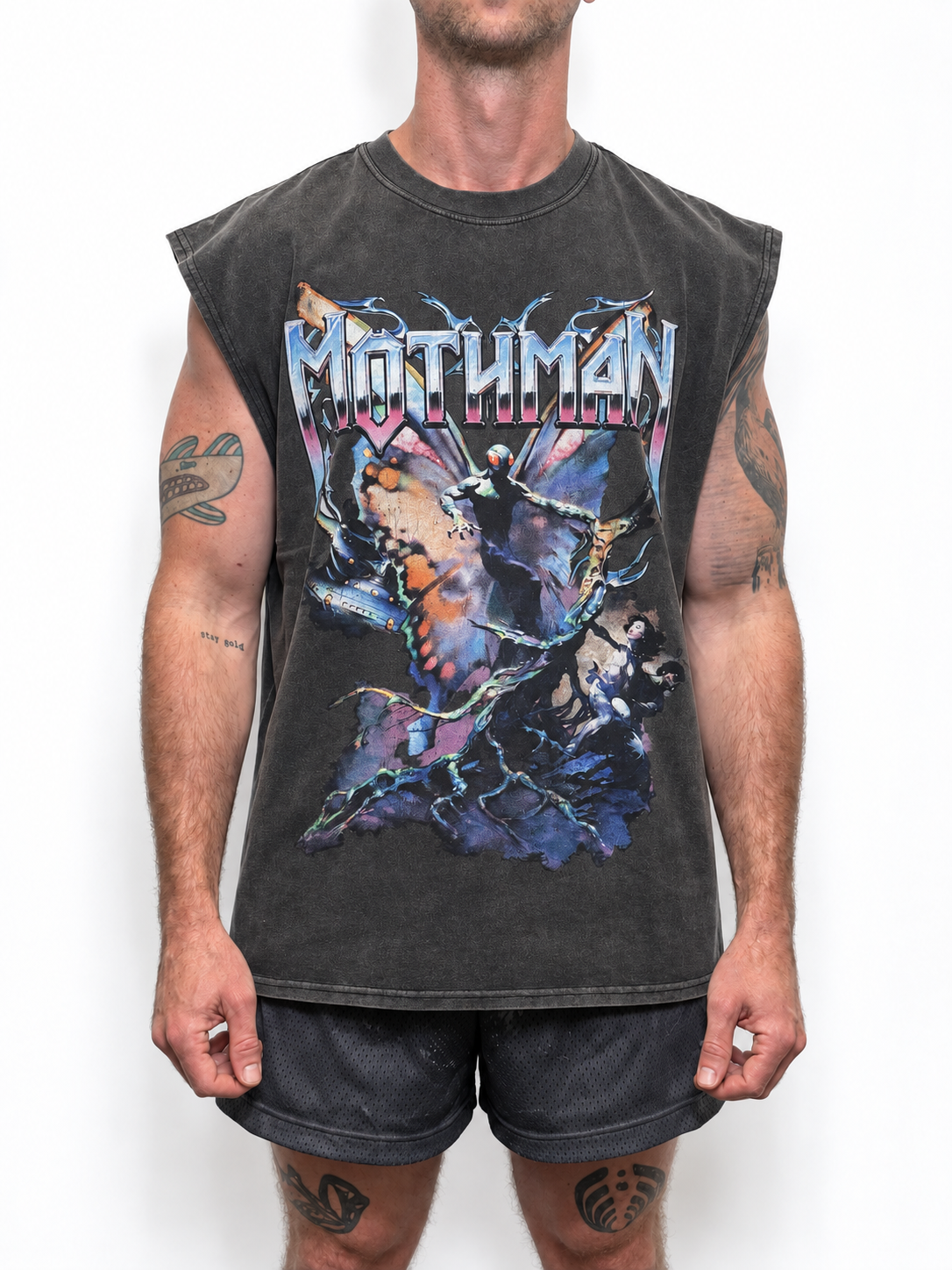 Mothman Graphic Muscle Cut Tee (Black)