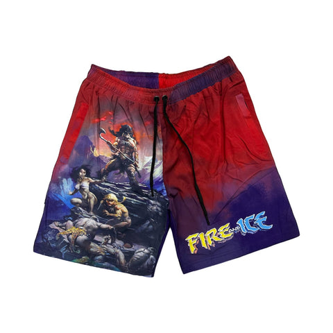 Fire and Ice Athletic Drawstring Shorts