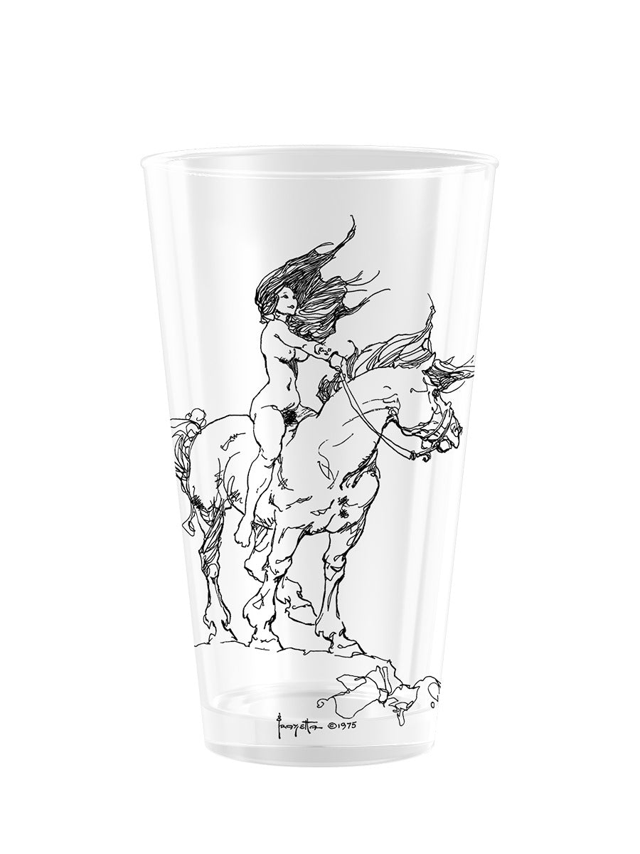 Frazetta Girl on Horse Pint Glass