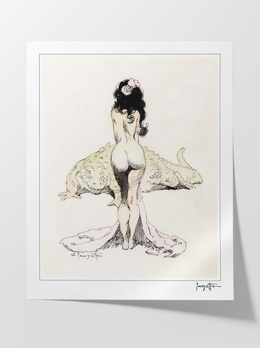 Frazetta Girl with Gator Print
