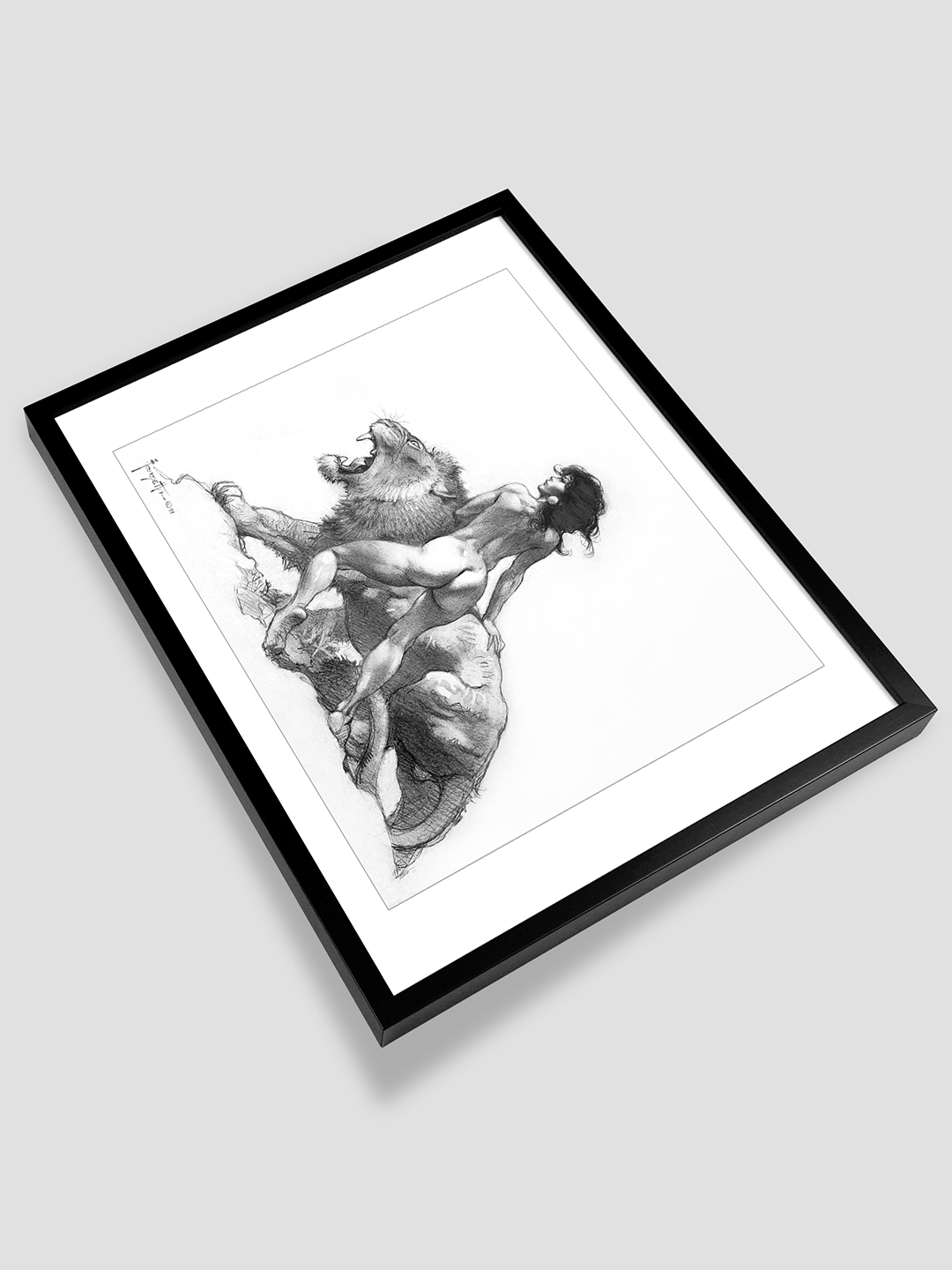 Frazetta Girl with Lion Print