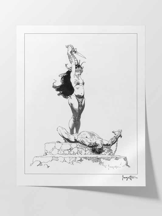 Girl with Dagger Print