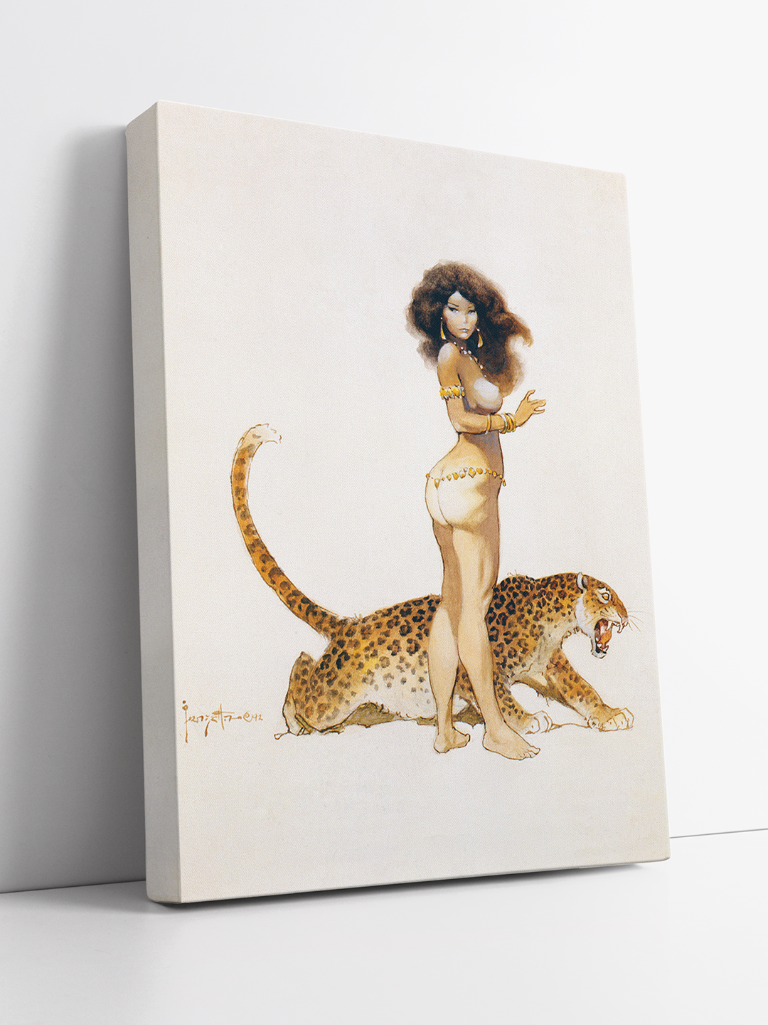 Girl with Leopard (Familiars) Print