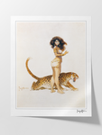 Girl with Leopard (Familiars) Print