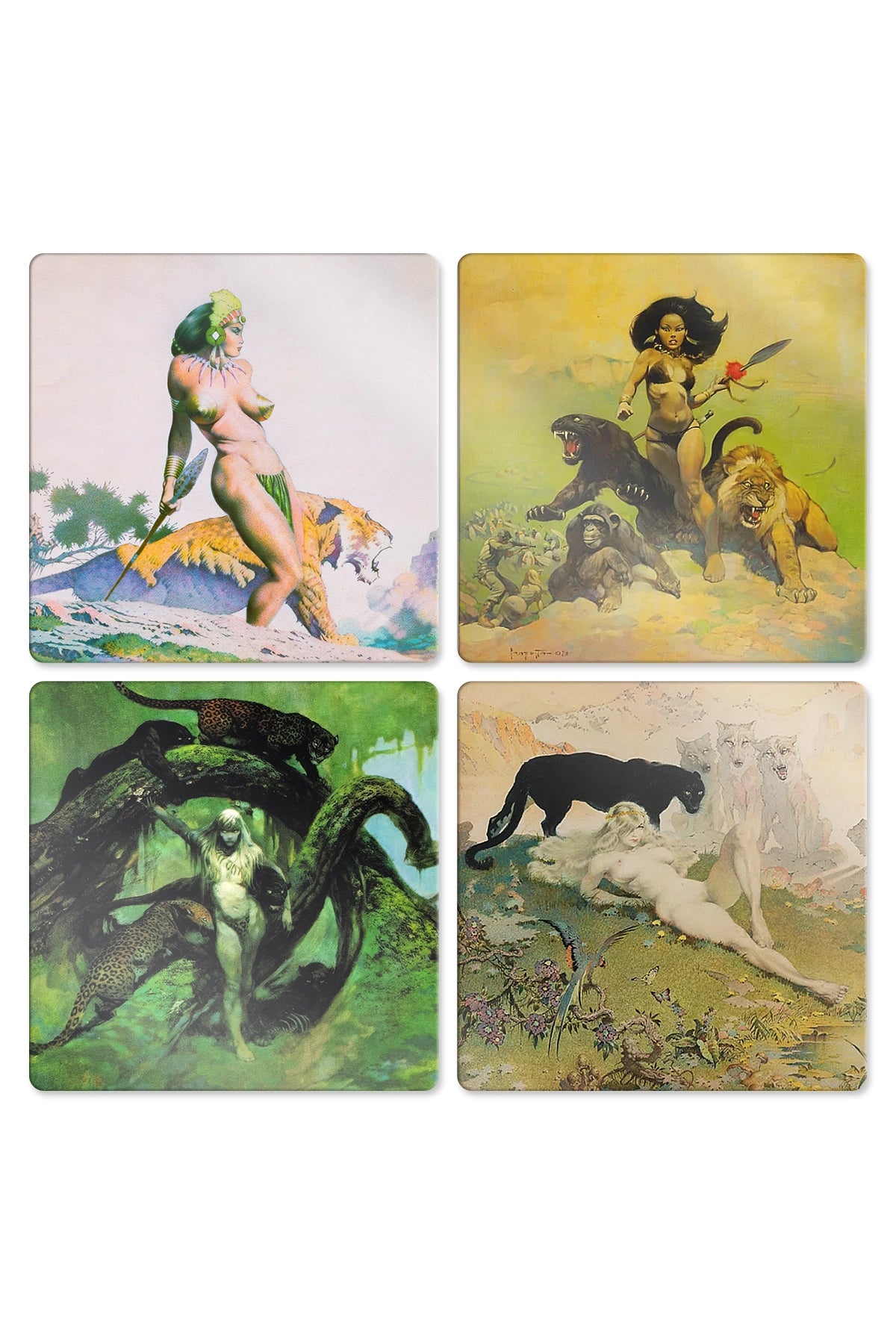 Frazetta Girls (2026) Glass Coaster Set