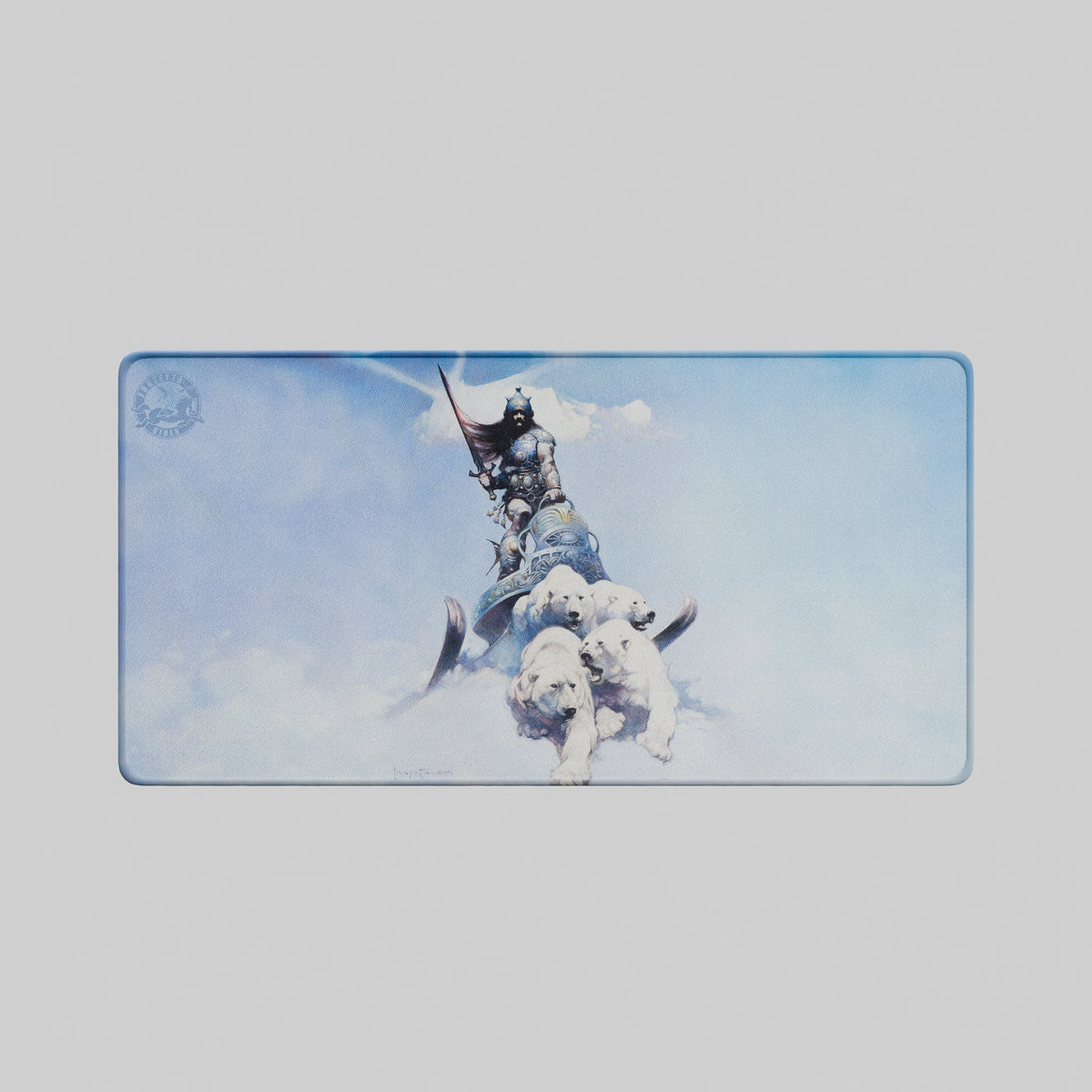 Frank Frazetta Silver Warrior gaming playmat top view
