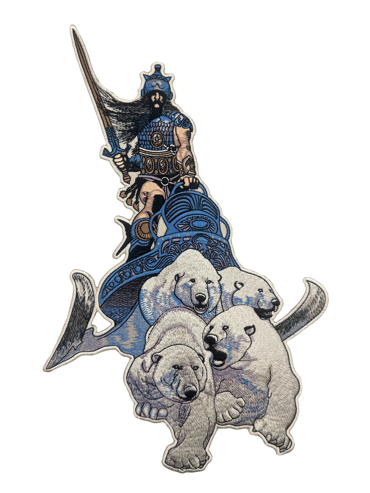 Silver Warrior 12" Embroidered Patch