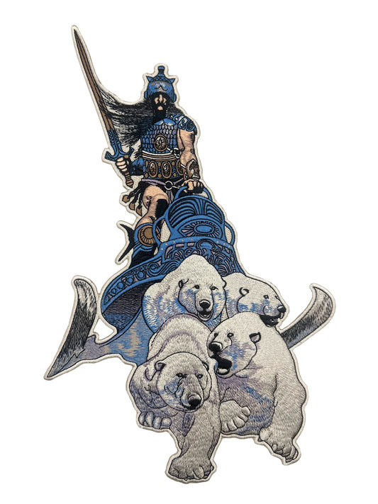 Silver Warrior 12" Embroidered Patch