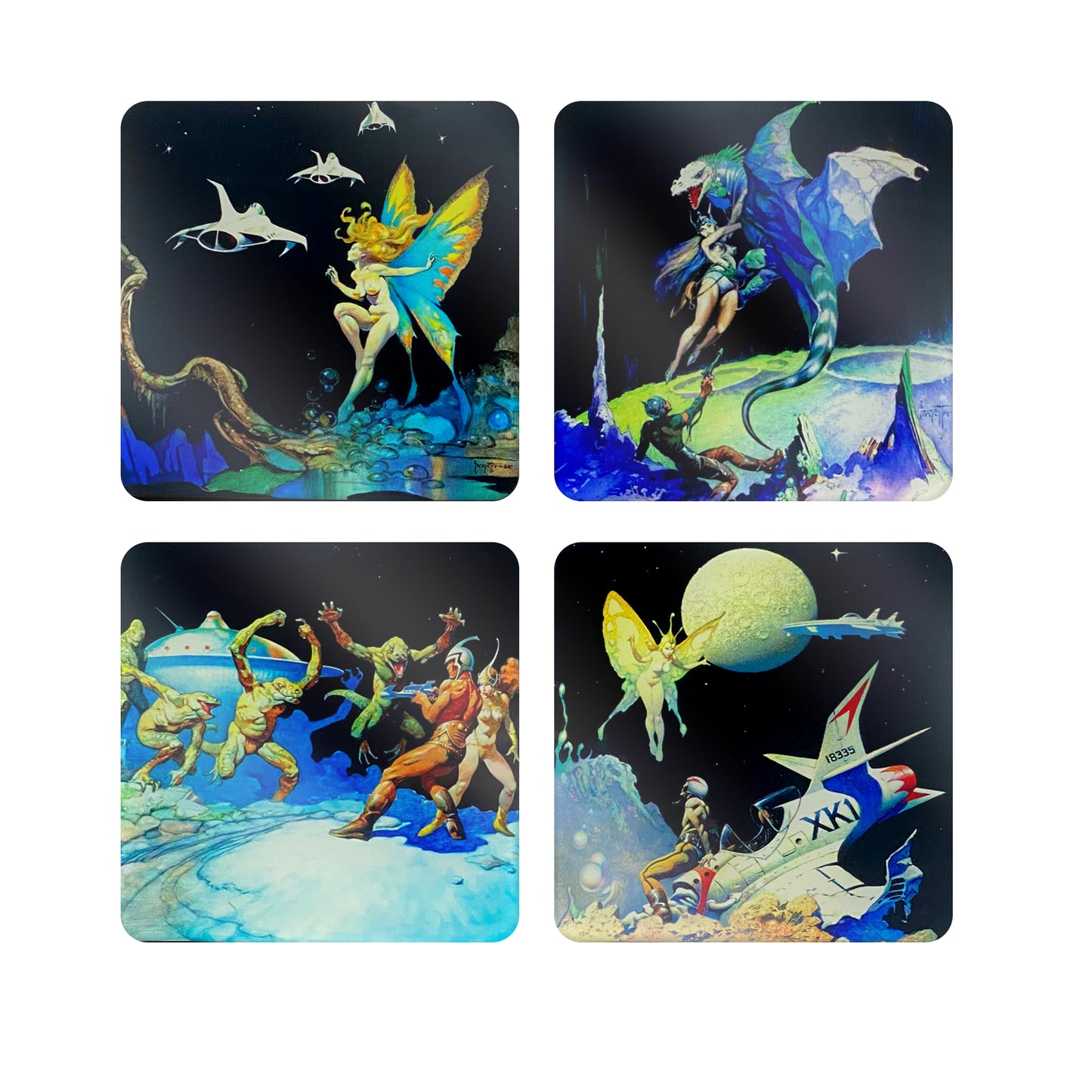 Space Age Premium Glass Coaster Set (4)