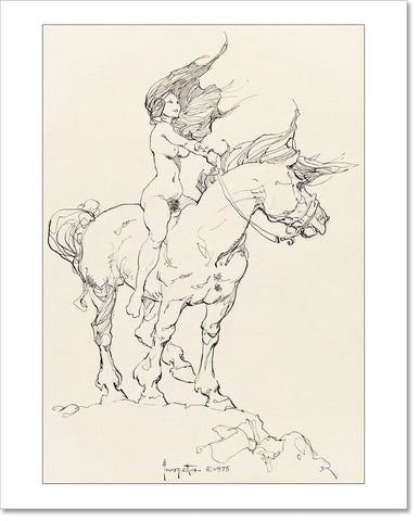 Frazetta Girl on Horse Print