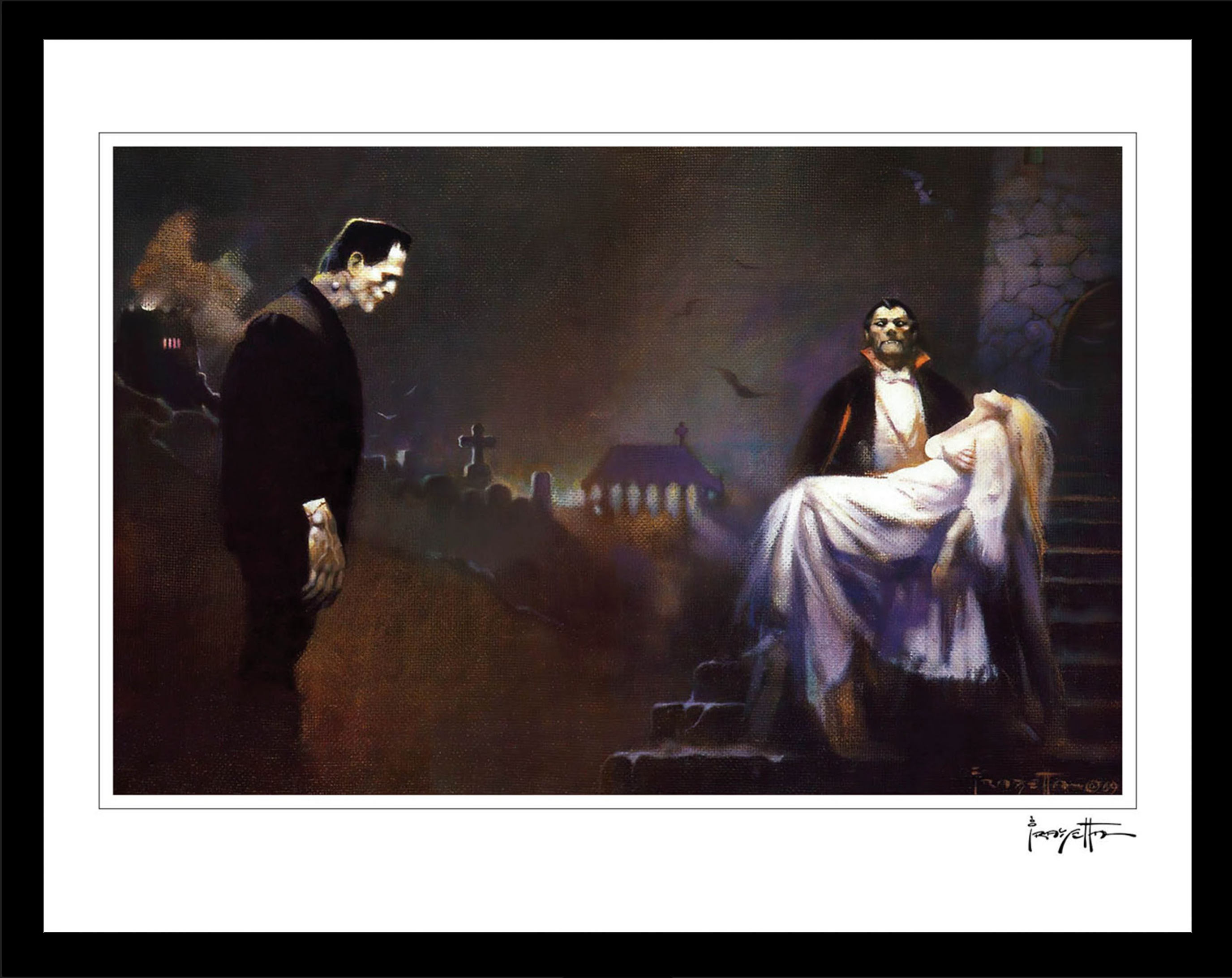 Frankenstein Meets Dracula Print