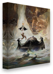 Frazetta Girls, LLC  Art Print Canvas / Stretched on wooden bar / 16x20 At The Earth's Core Print