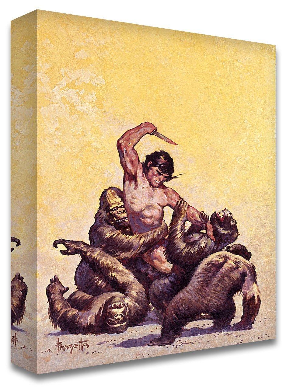 Frazetta Girls, LLC Art Print Canvas / Stretched on wooden bar / 18x24 Tarzan #5 Print