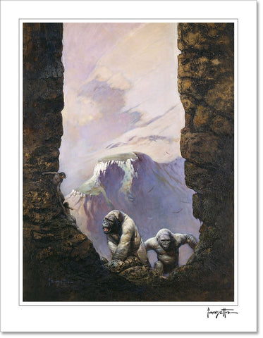 Frazetta Girls, LLC Art Print Fine art print / Stretched on wooden bar / 18x24 Two White Gorillas Print