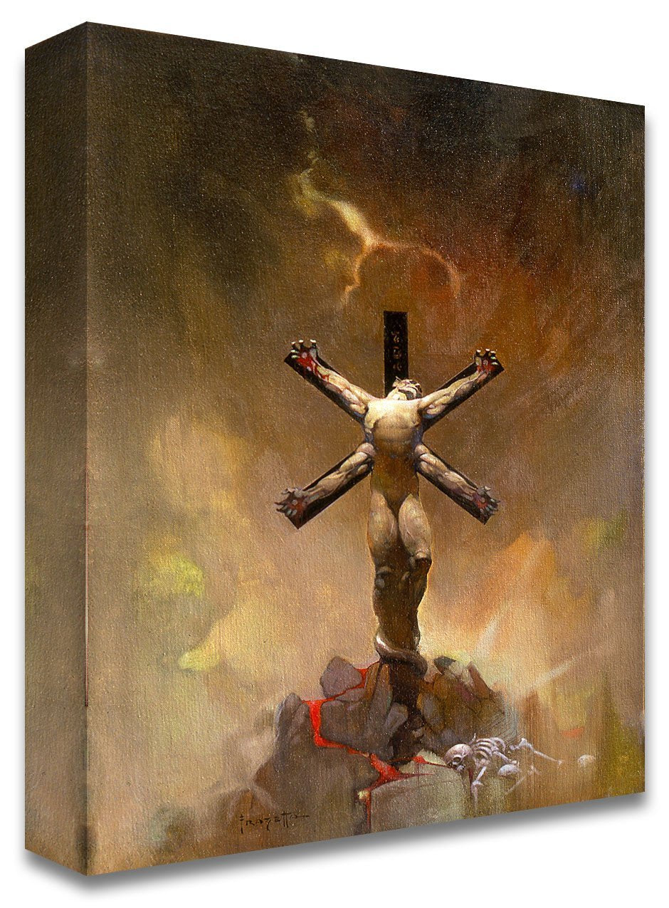 FrazettaGirls Art Print Canvas / Stretched on wooden bar / 16x20 Alien Crucifixion Print