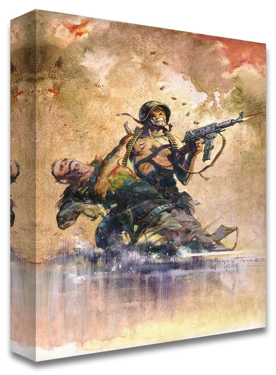 FrazettaGirls Art Print Canvas / Stretched on wooden bar / 16x20 Combat Print