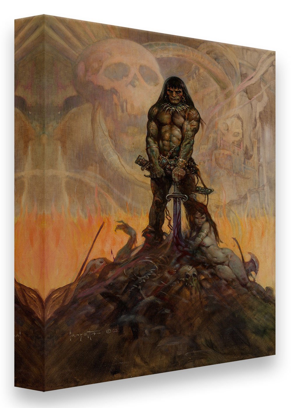 FrazettaGirls Art Print Canvas / Stretched on wooden bar / 16x20 Conan The Barbarian Print