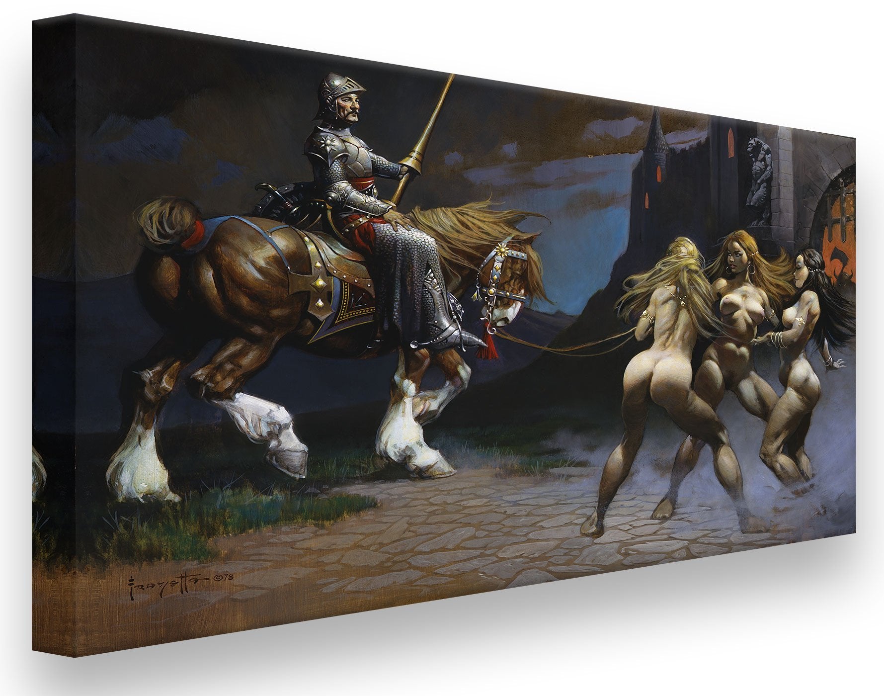 FrazettaGirls Art Print Canvas / Stretched on wooden bar / 18x24 Castle of Sin Print
