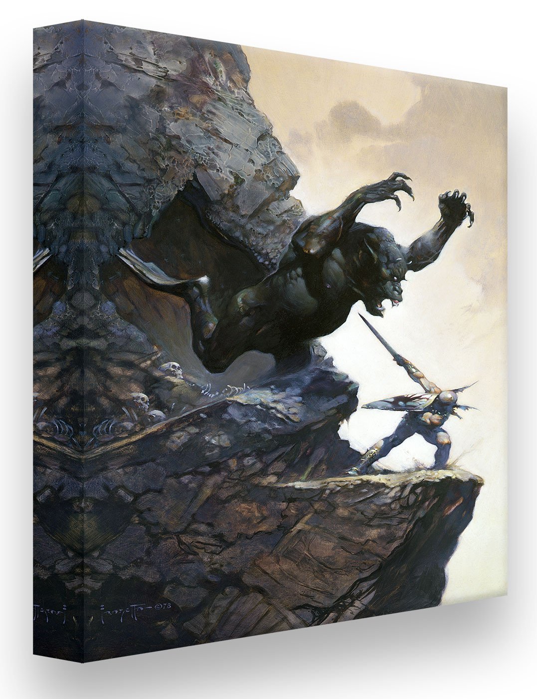 FrazettaGirls Art Print Canvas / Stretched on wooden bar / 18x24 Cave Demon Print