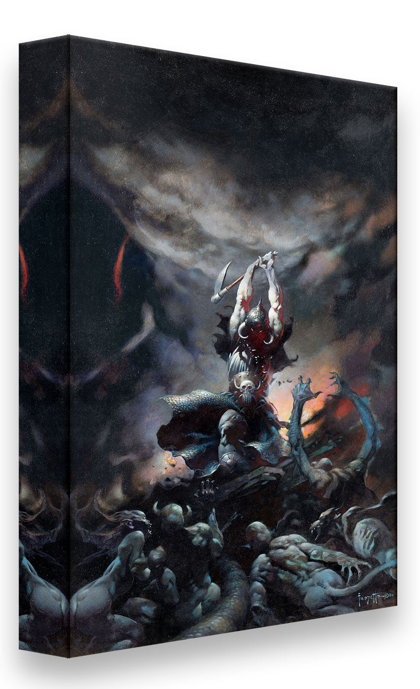 FrazettaGirls Art Print Canvas / Stretched on wooden bar / 18x24 Death Dealer II Print