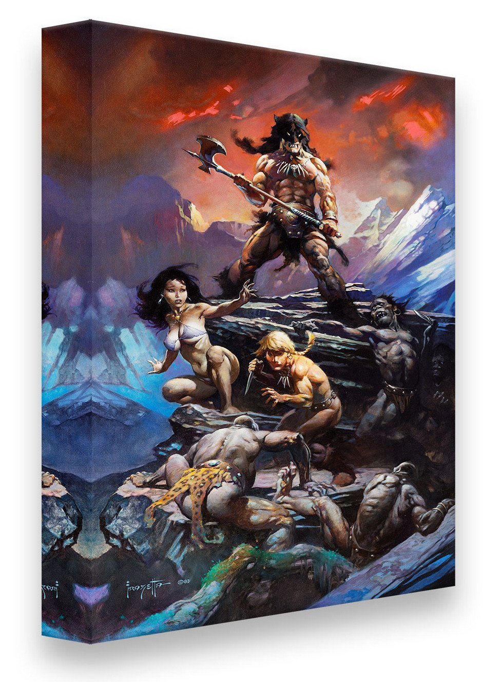 FrazettaGirls Art Print Canvas / Stretched on wooden bar / 18x24 Fire and Ice Print