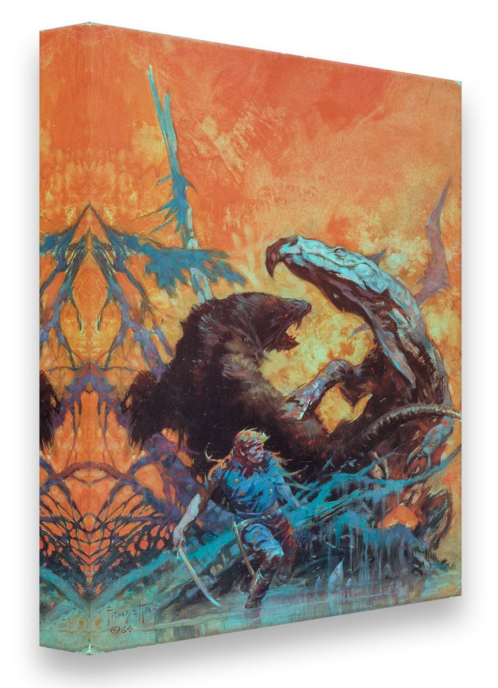 FrazettaGirls Art Print Canvas / Stretched on wooden bar / 18x24 Gulliver of Mars Print