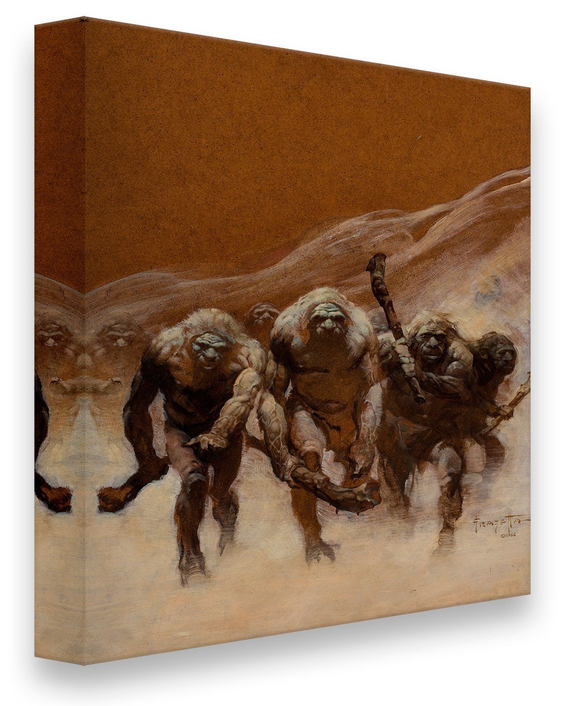 FrazettaGirls Art Print Canvas / Stretched on wooden bar / 18x24 Neanderthal Print