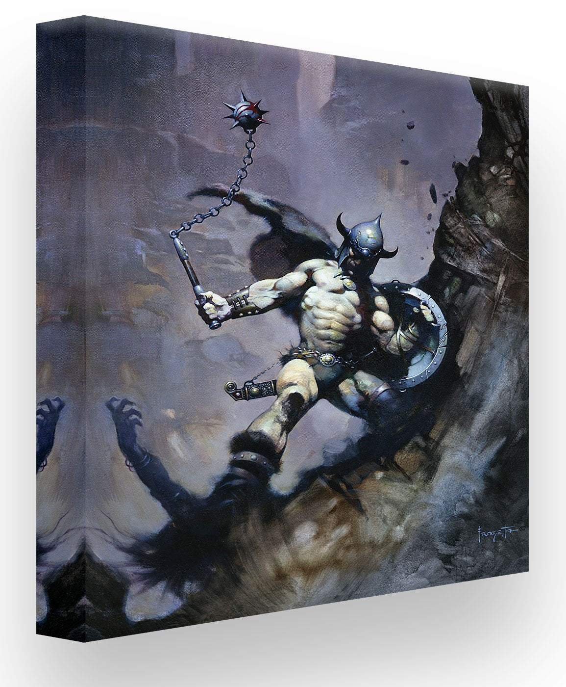 FrazettaGirls Art Print Canvas / Stretched on wooden bar / 18x24 Warrior with Ball and Chain Print