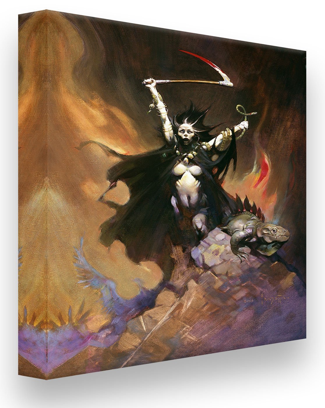 FrazettaGirls Art Print Canvas / Stretched on wooden bar / 18x24 Woman with Scythe Print