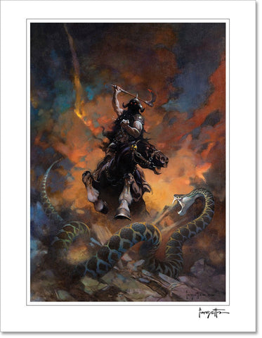 FrazettaGirls Art Print Fine art print / Stretched on wooden bar / 16x20 Death Dealer VI Print