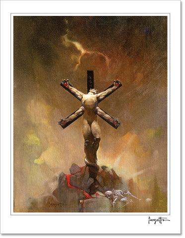 FrazettaGirls Art Print Fine art print / Stretched on wooden bar / 18x24 Alien Crucifixion Print