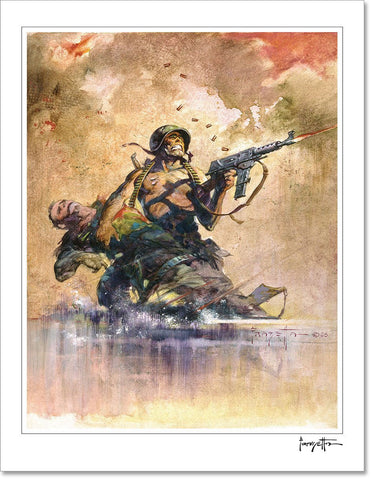 FrazettaGirls Art Print Fine art print / Stretched on wooden bar / 18x24 Combat Print