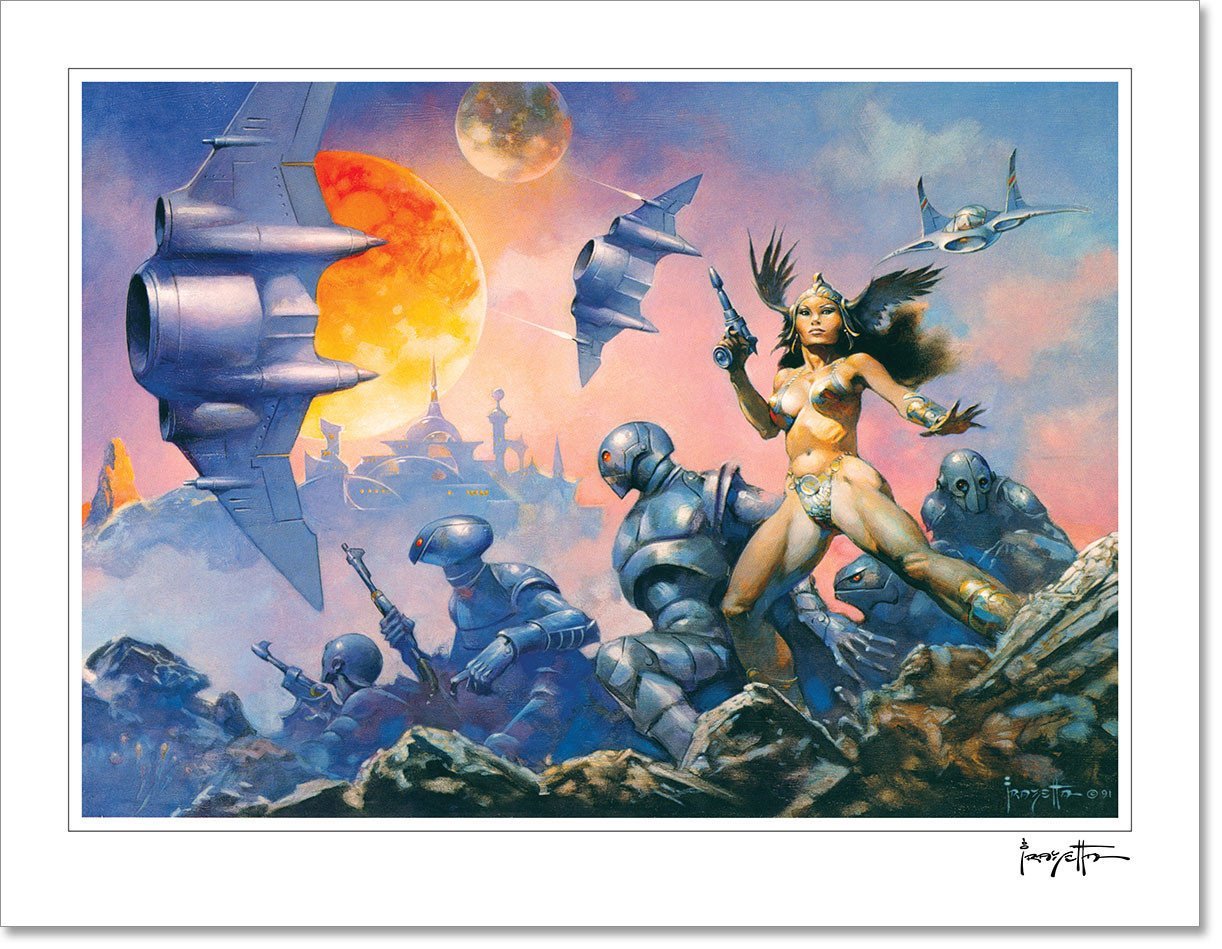 FrazettaGirls Art Print Fine art print / Stretched on wooden bar / 18x24 Dawn Attack Print