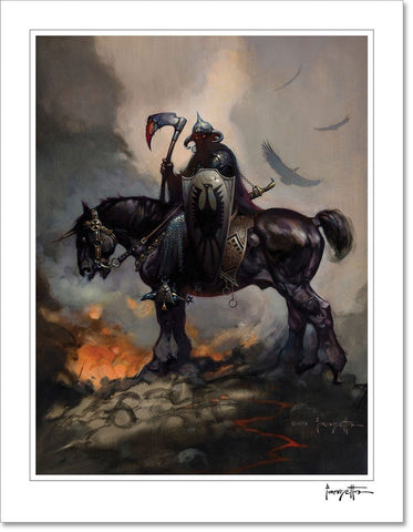 FrazettaGirls Art Print Fine art print / Stretched on wooden bar / 18x24 Death Dealer I Print