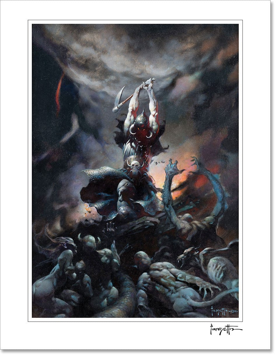 FrazettaGirls Art Print Fine art print / Stretched on wooden bar / 18x24 Death Dealer II Print