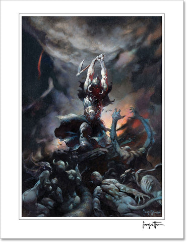 FrazettaGirls Art Print Fine art print / Stretched on wooden bar / 18x24 Death Dealer II Print