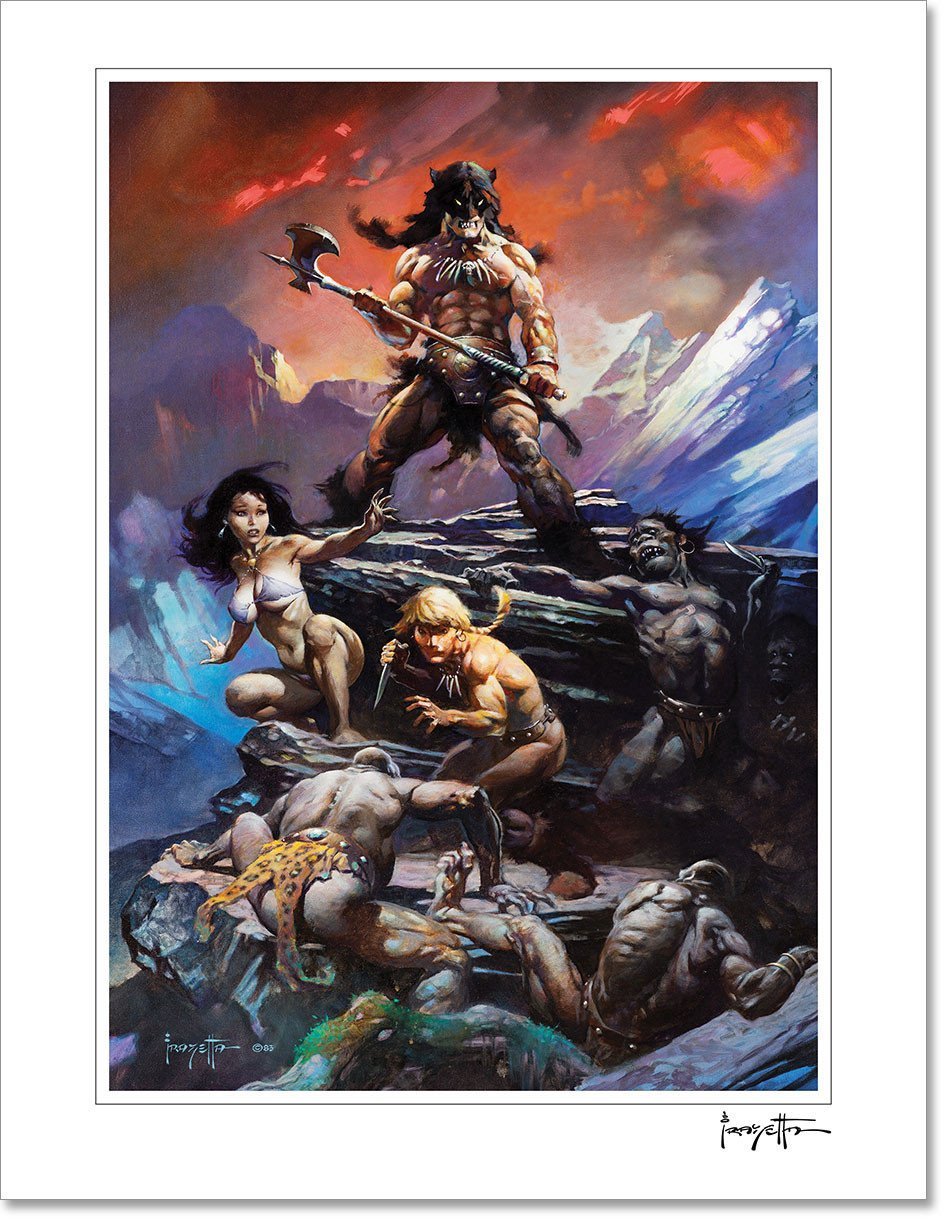 FrazettaGirls Art Print Fine art print / Stretched on wooden bar / 18x24 Fire and Ice Print