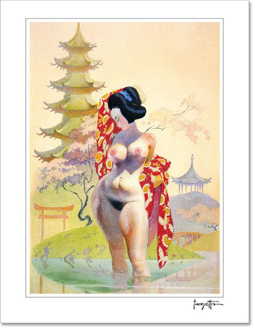 FrazettaGirls Art Print Fine art print / Stretched on wooden bar / 18x24 Geisha Print