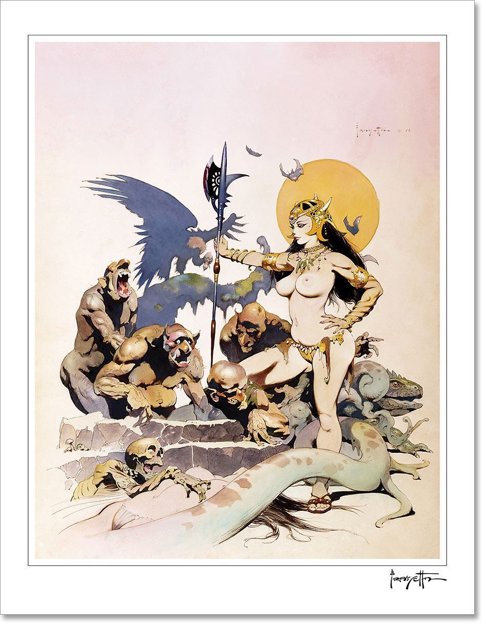 FrazettaGirls Art Print Fine art print / Stretched on wooden bar / 18X24 Ghoul Queen Print