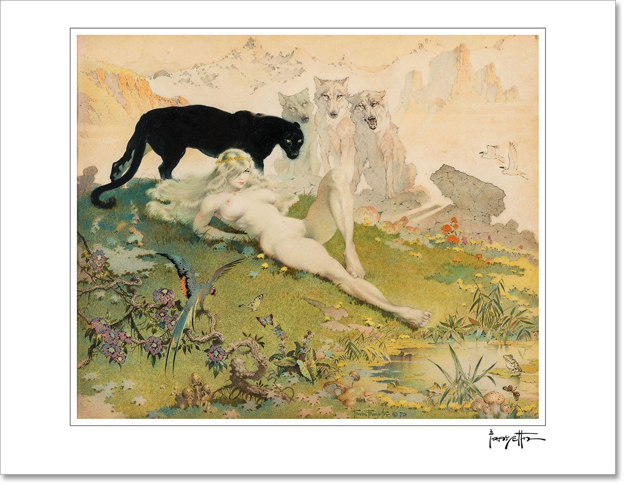 FrazettaGirls Art Print Fine art print / Stretched on wooden bar / 18x24 Golden Girl Print