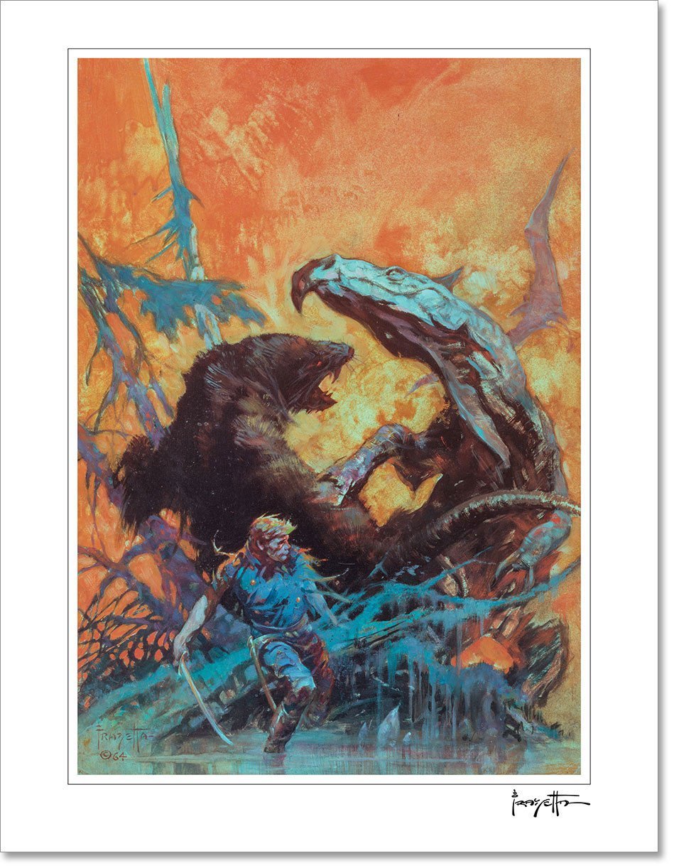FrazettaGirls Art Print Fine art print / Stretched on wooden bar / 18x24 Gulliver of Mars Print